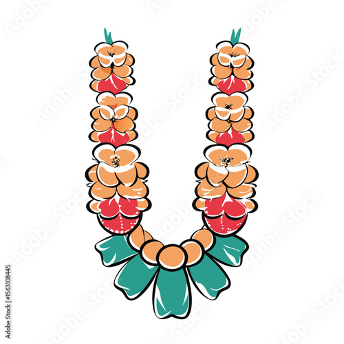 Marigold Garland for Navratri Celebrations, Festive Decor in Vibrant Colors for Cultural Blogs, Religious Websites, Event Promotions, and Awareness Campaigns  