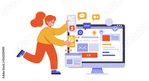 Creative web development process vector illustration in flat style for design projects