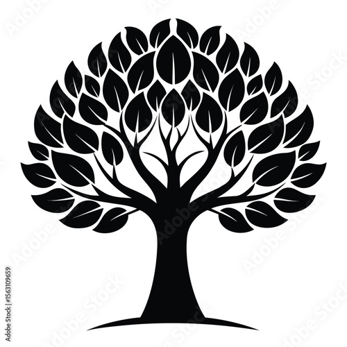 A classic vector icon of a black and white tree, offering a timeless, versatile, and minimalist design for various uses.