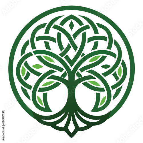 An intricate vector icon of a Celtic knot tree, symbolizing interconnectedness, eternal life, and ancient heritage.