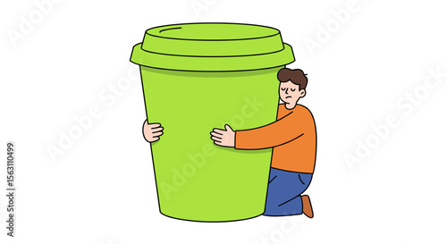 Oversized coffee cup concept vector illustration for beverage love and design projects