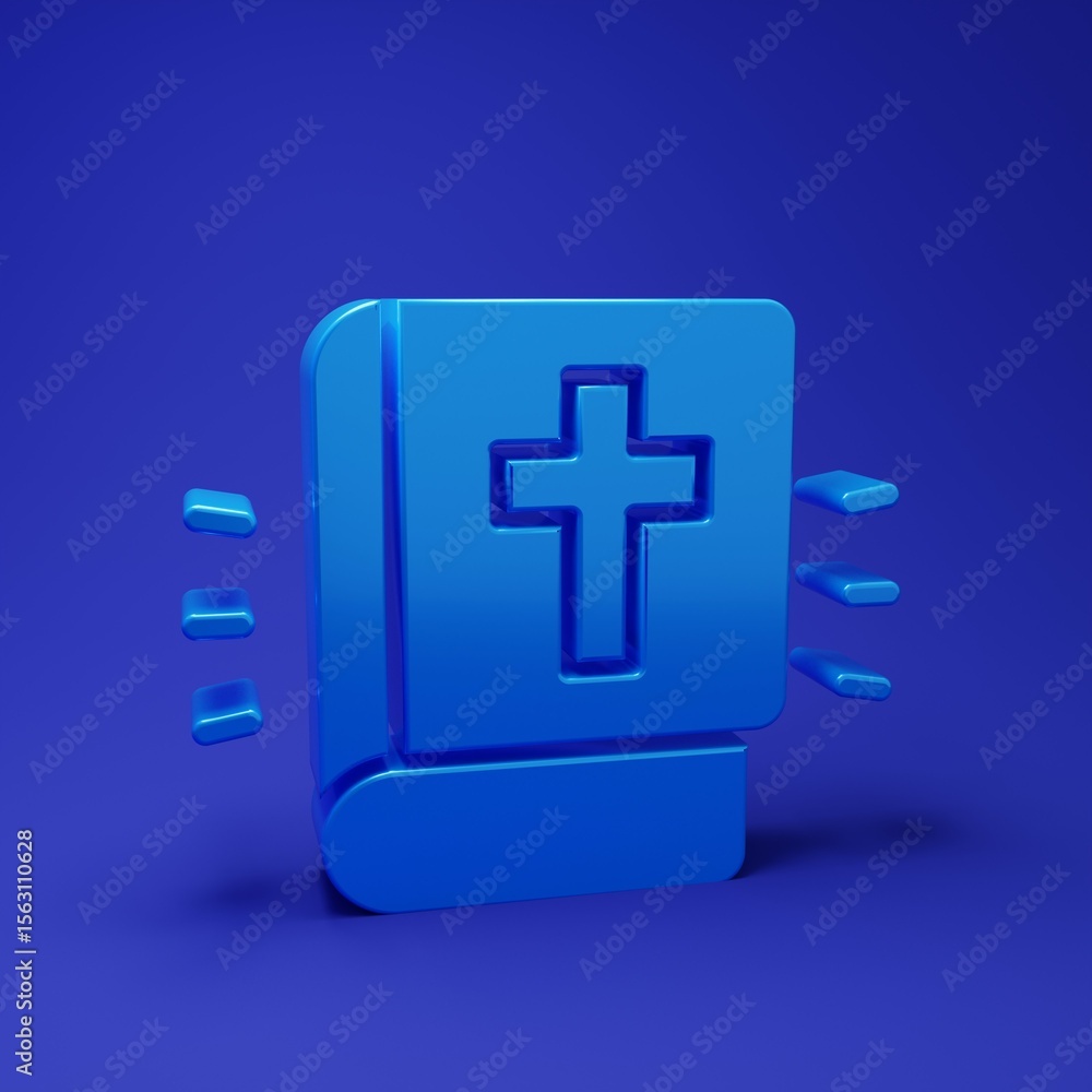 Obraz premium Blue Holy bible book icon isolated on blue background. Minimalism concept. 3D render illustration