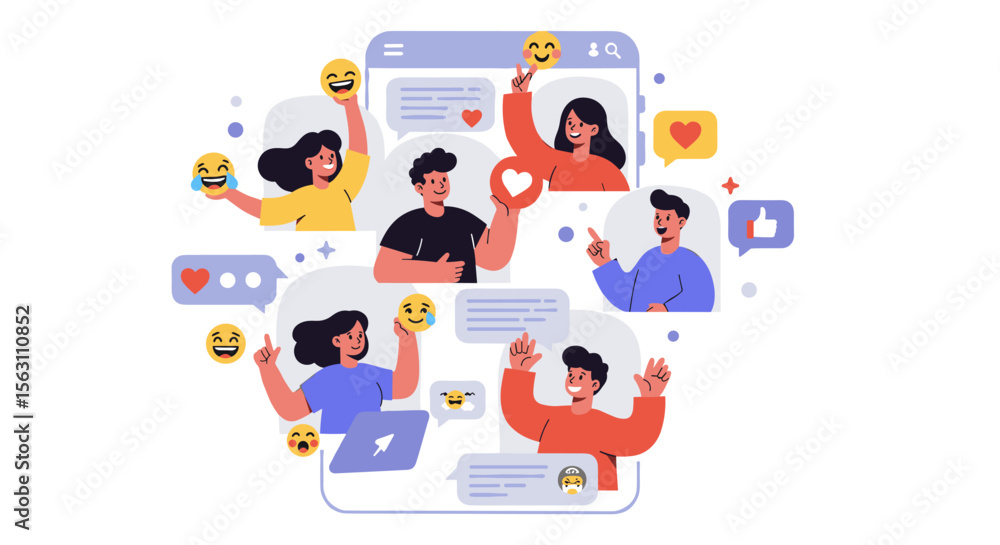 Social media interaction concept vector illustration for digital communication and engagement design Social media interaction concept vector illustration for digital communication and engagement design