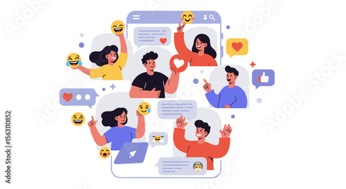 Social media interaction concept vector illustration for digital communication and engagement design