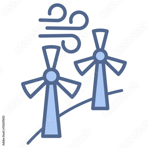 Wind Turbines Blue Icon