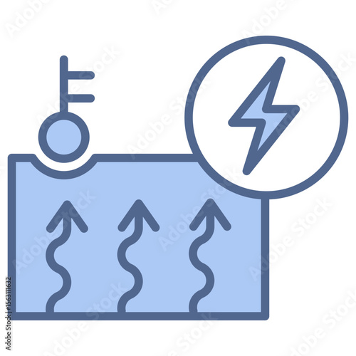 Geothermal Energy Blue Icon