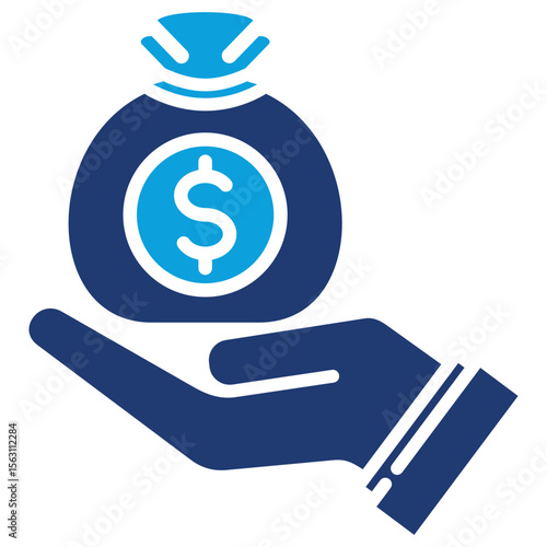 Earning Flat Blue Icon