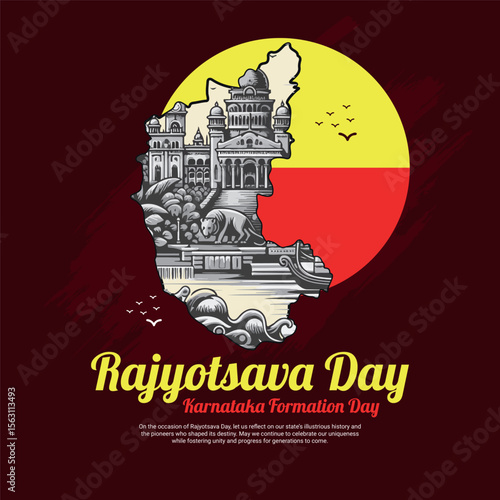 Happy Karnataka Rajyotsava Day Celebration Vector Illustration Festival Greeting Design