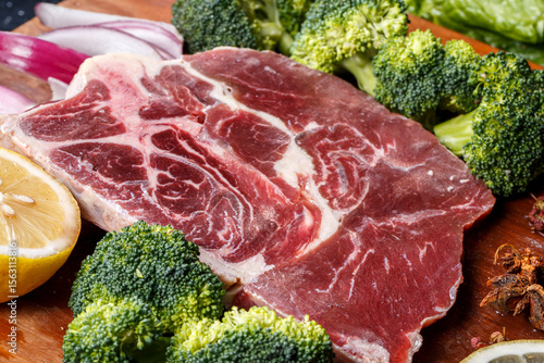 Beef shank on a wooden cutting board