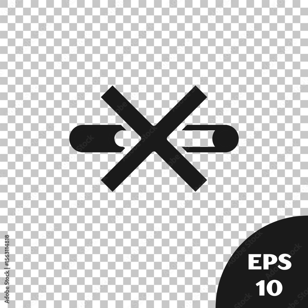 Obraz premium Black No Smoking icon isolated on transparent background. Cigarette symbol. Vector