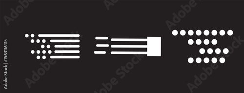 Set of speed lines vector icons. Fast motion effect. Black horizontal action lines. Speed and fast action symbol