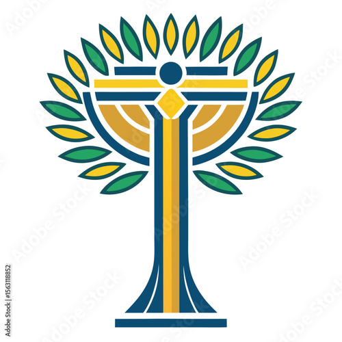 An intriguing vector icon of a stylized tree from ancient Egyptian art, reflecting historical aesthetics and cultural symbolism.