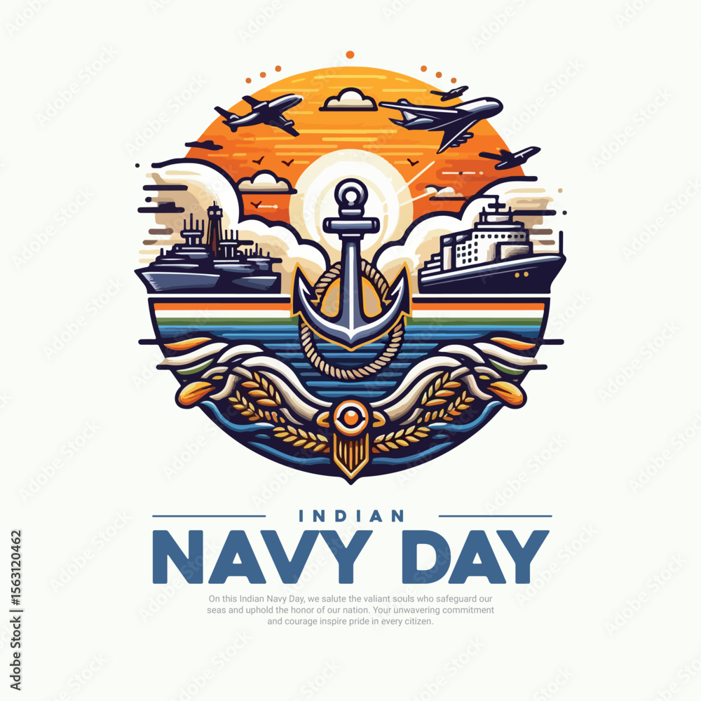 Obraz premium Happy Indian Navy Day Social Media Post Festival Greeting with Patriotic Design