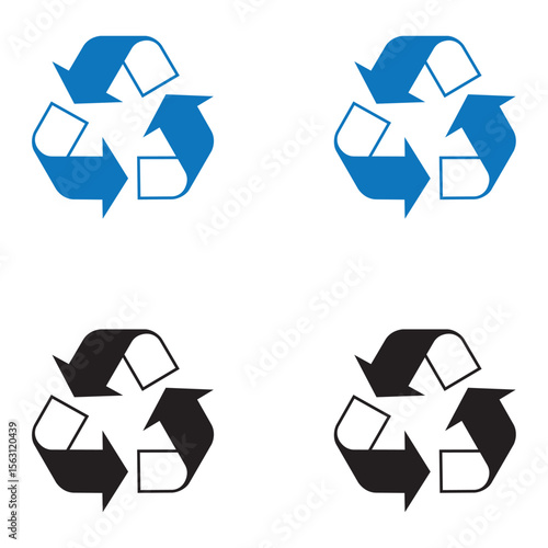 Recycle symbols for organic, paper, glass, plastic and metal waste. Recycle solid and line icon. vector illustration. eps file.
