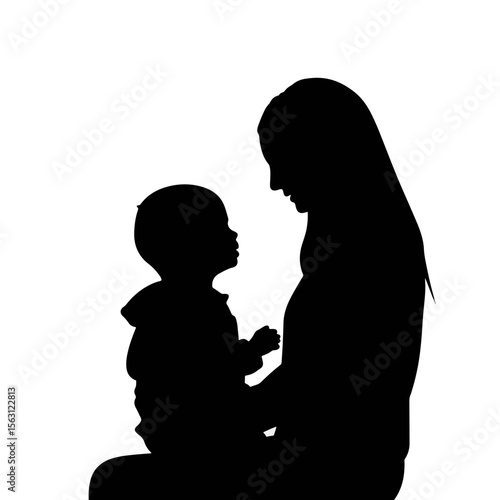 Mother and child silhouette sharing love in protest, advocacy symbol