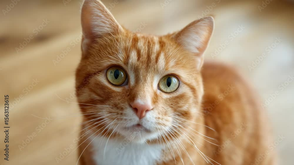 Ginger Cat Portrait: A captivating close-up portrait of an orange tabby cat with striking green eyes, showcasing its feline beauty and gentle gaze. Ginger Cat Portrait: A captivating close-up portrait of an orange tabby cat with striking green eyes, showcasing its feline beauty and gentle gaze.