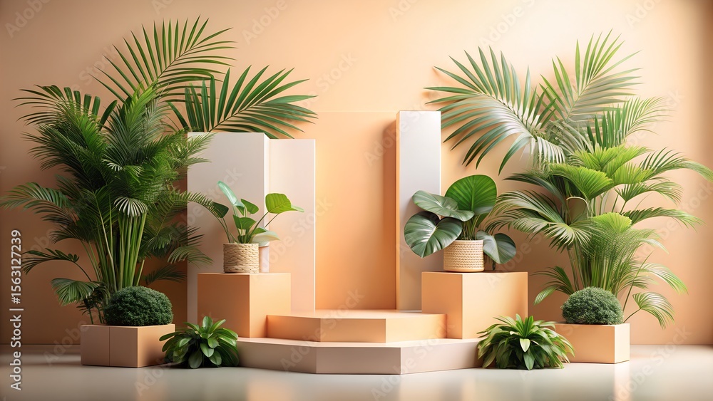 Fototapeta premium hotel room with palm trees and balcony