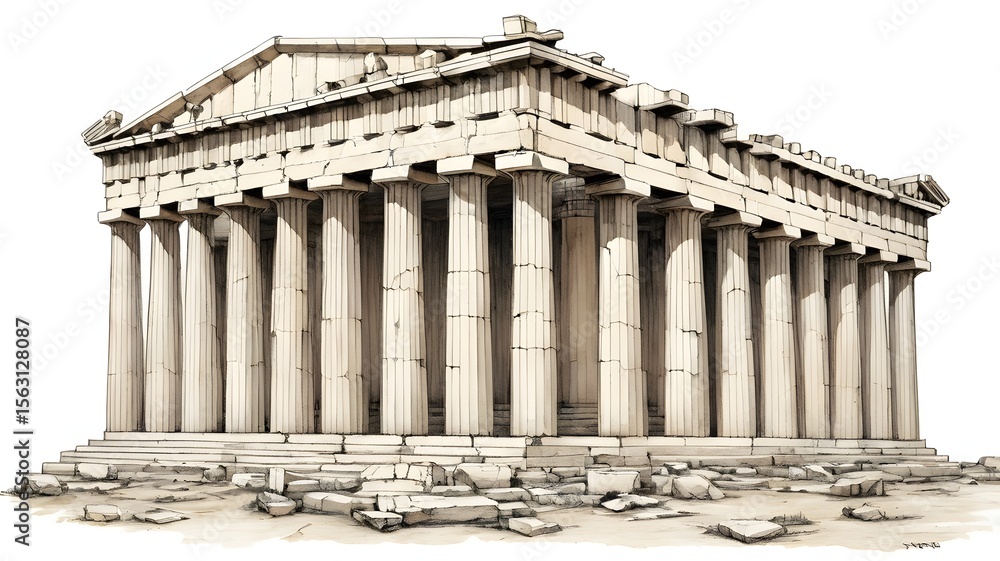 Obraz premium Ancient Greek Temple Illustration