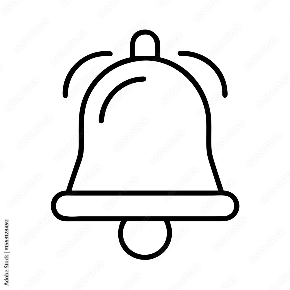 Fototapeta premium Stylized ringing bell icon with sound waves for alerts and notifications