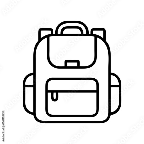 Outlined illustration of a backpack for school, hiking or carrying stuff