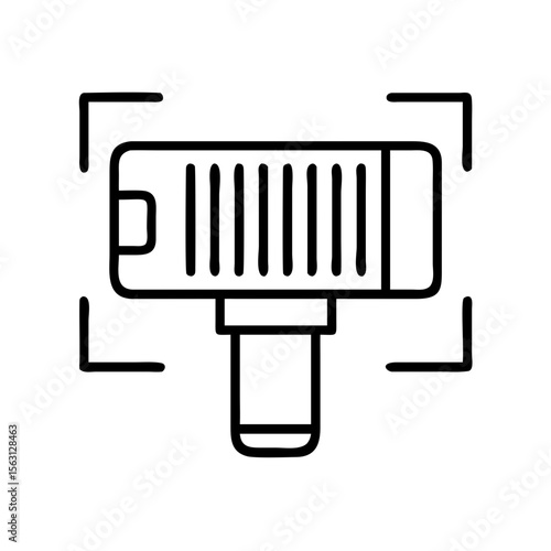 Stylized Illustration of a WallMounted Camera with Focus Corners Outlines