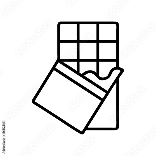Illustration of a chocolate bar with wrapper, delicious sweet treat icon
