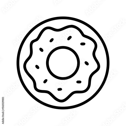 Simple Line Art Illustration of a Sprinkled Donut with a hole