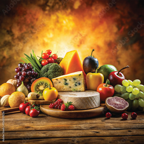 Freshly isolated fruits and vegetables in a basket still life