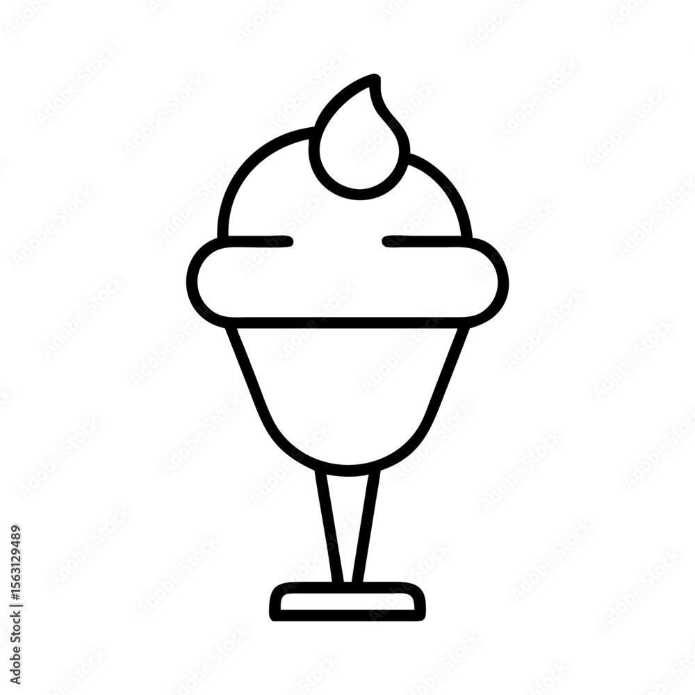 Obraz premium Simple black and white illustration of an ice cream dessert in dish