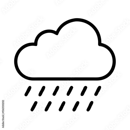 Simple vector icon of rain cloud with rainfall droplets illustration weather
