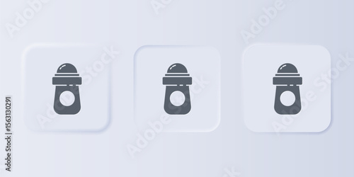 Grey Antiperspirant deodorant roll icon isolated on grey background. Cosmetic for body hygiene. Set icons in square buttons. Vector