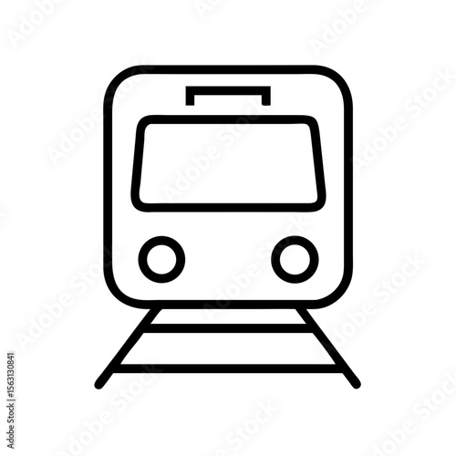Minimalist black and white train icon design for transportation related themes