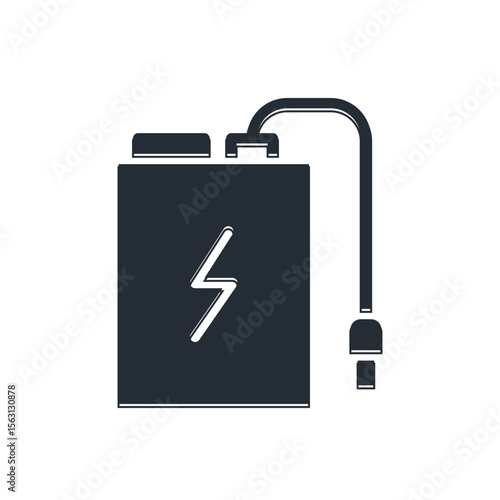 Black Power bank with different charge cable icon isolated on white background. Portable charging device. Vector