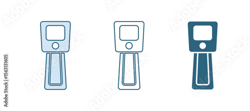 Blue Digital contactless thermometer with infrared light icon isolated on white background. Vector