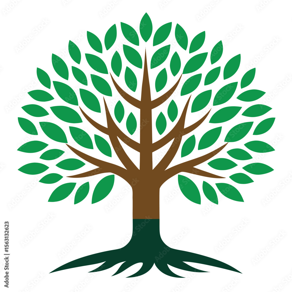 Fototapeta premium A meaningful vector icon of a tree symbolizing heritage, ancestry, and deep-rooted traditions, representing connection to the past.