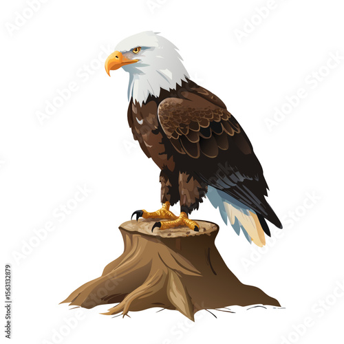 Flying Bald Eagle Vector Illustration – Patriotic American Bird Clipart, Soaring Wildlife Symbol Art, Freedom Wings Decor, Majestic Raptor Drawing