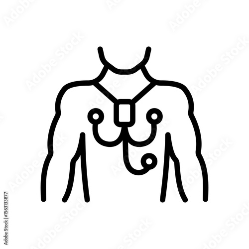 Ecg Screen Vector Outline Icon. Portable ECG Monitor. Dynamic ECG System. Digital Heart Rate Analyzer and Recorder System. Medical symbol isolated on white background.
