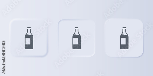 Grey Wine bottle icon isolated on grey background. Set icons in square buttons. Vector