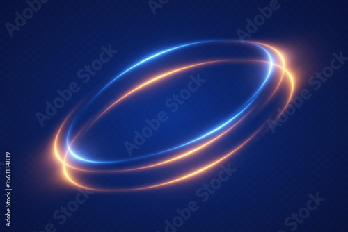 Glowing neon vortex rings and energy effect, magic portal or sci-fi movement.