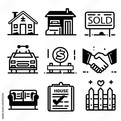 Real Estate Line Icon Set