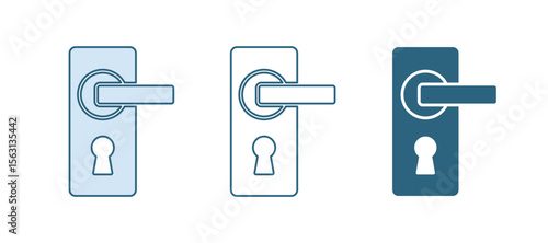 Blue Door handle icon isolated on white background. Door lock sign. Vector