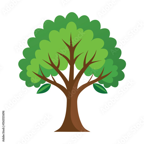 A focused vector icon of a tree viewed up close, highlighting intricate details on its trunk and bark texture, emphasizing realism.