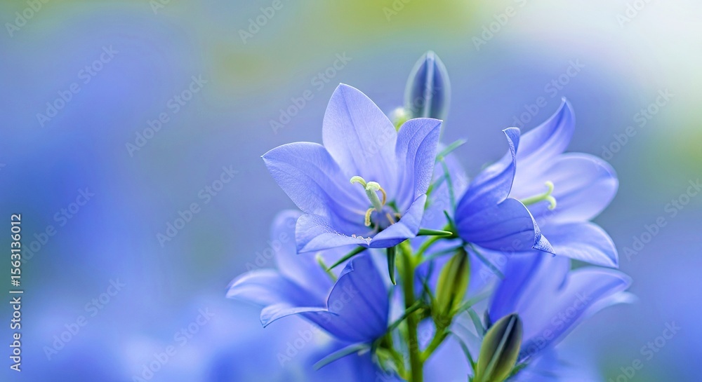 Fototapeta premium Serene Blue Blooms with Gentle Soft Focus