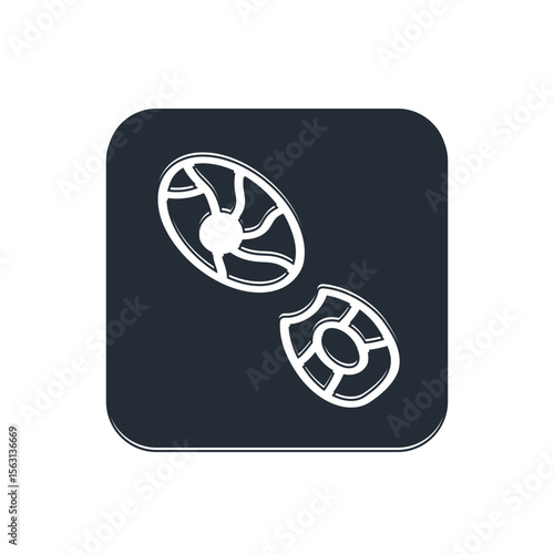 Black Human footprints shoes icon isolated on white background. Shoes sole. Vector