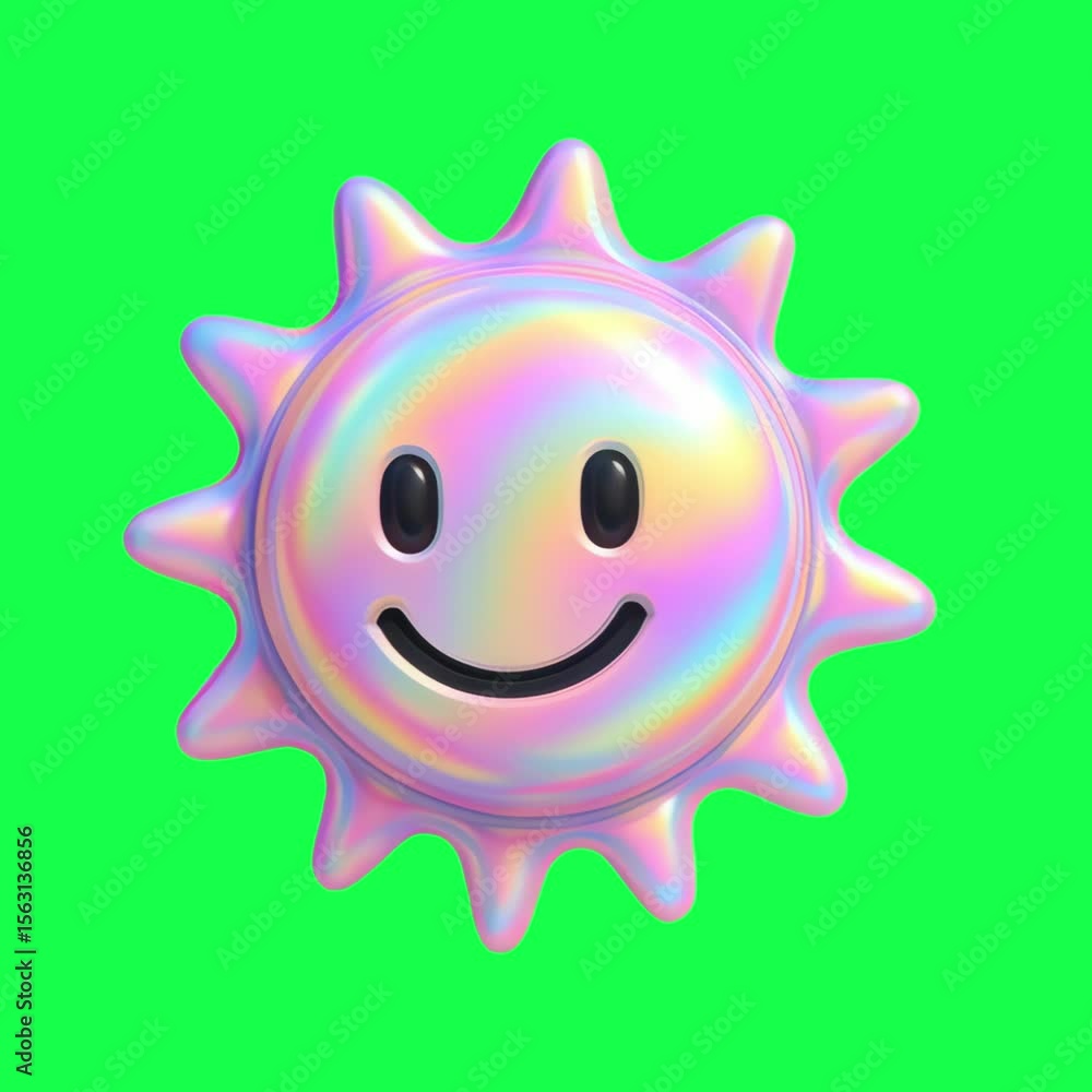 Colorful smiling sun icon animation, transparent 4K video, green screen Colorful smiling sun icon animation, transparent 4K video, green screen