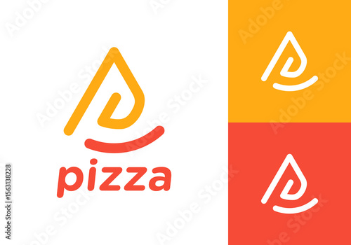 letter P and pizza logo design. food and restaurant symbol vector concept

