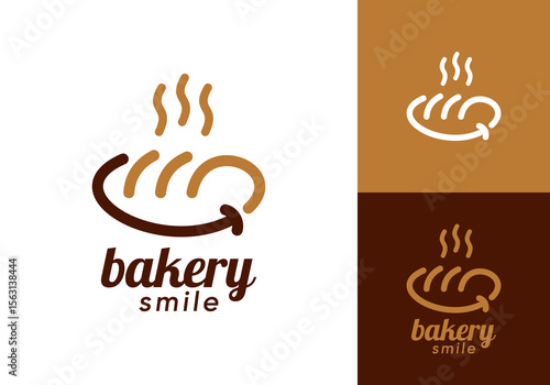 bakery smile combination logo vector design