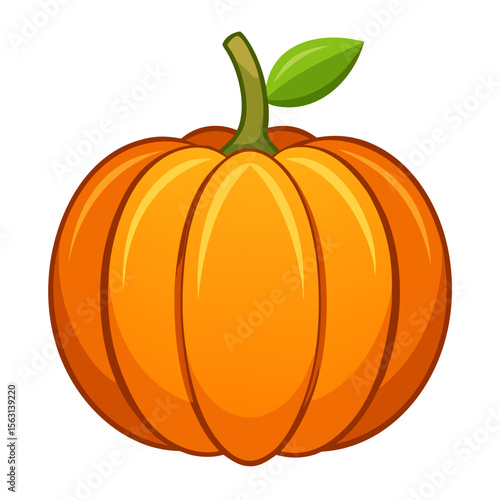 pumpkin, orange pumpkin, Halloween pumpkin, autumn vegetable, fall harvest, cartoon pumpkin, flat design, white background, isolated object, vector illustration, vegetable clipart, thanksgiving pumpki