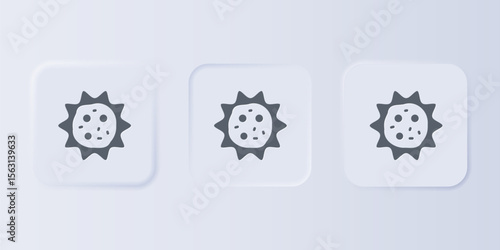 Grey Virus icon isolated on grey background. Corona virus 2019-nCoV. Bacteria and germs, cell cancer, microbe, fungi. Set icons in square buttons. Vector