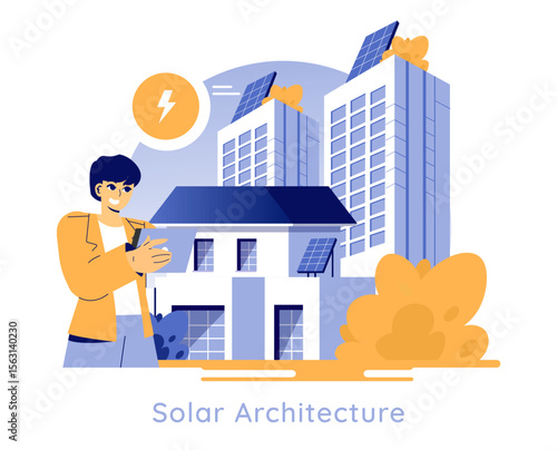 Solar Power. Flat Vector Illustration